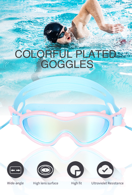 Gogle pływackie dla dzieci z zatyczkami do uszu - profesjonalne, silikonowe, przeciwmgielne, wodoodporne, UV - Wianko - 1