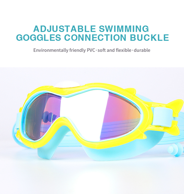Gogle pływackie dla dzieci z zatyczkami do uszu - profesjonalne, silikonowe, przeciwmgielne, wodoodporne, UV - Wianko - 4