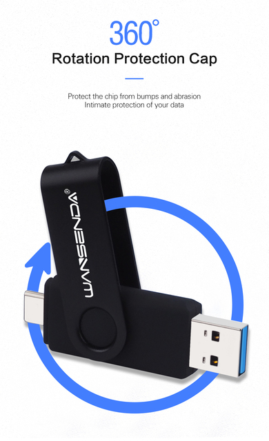 Dysk Flash USB WANSENDA pamięć USB typu C OTG 2 w 1 512GB 256GB 128GB 64GB 32GB 16GB USB 3.0 szybki Pendrive - Wianko - 7