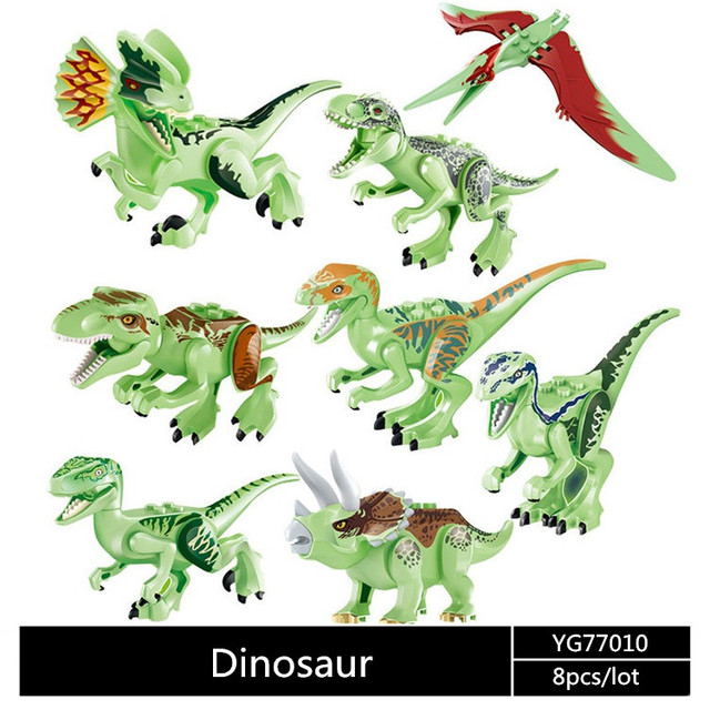 Zestaw Klocków Park Jurassic Świat - 80szt. Pterozaur, Triceratops, Indomirus, T-rex (YG77001/YG77021/YG77070) - Wianko - 4