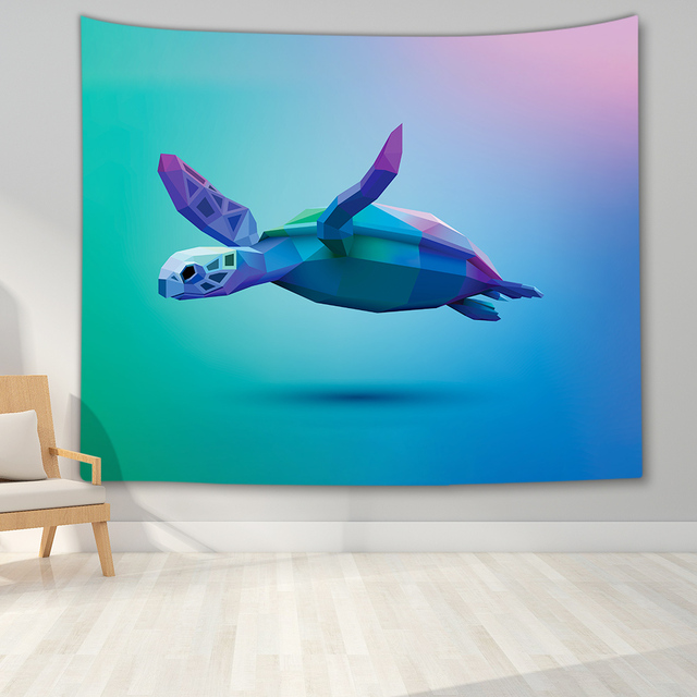 Gobelin ścienny 3D Podmorski świat - Turtle, Shark, Syrenka, Delfin - do salonu, sypialni, akademika - Wianko - 15
