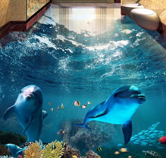3D Tapeta podwodny świat delfin - podłogi pokój dzienny łazienka basen 3D mural wodoodporna - Wianko - 6