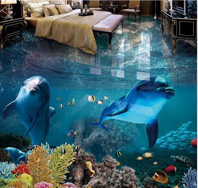 3D Tapeta podwodny świat delfin - podłogi pokój dzienny łazienka basen 3D mural wodoodporna - Wianko - 5