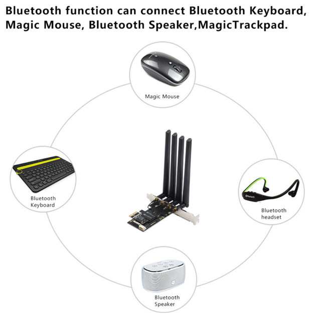 Karta sieciowa WiFi PCI-E FV-T919 1750Mbps 2.4G/5G 802.11AC z Bluetooth 4.0 dla Hackintosh MacOS - 4 * antena - Wianko - 13