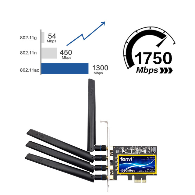 Karta sieciowa WiFi PCI-E FV-T919 1750Mbps 2.4G/5G 802.11AC z Bluetooth 4.0 dla Hackintosh MacOS - 4 * antena - Wianko - 2