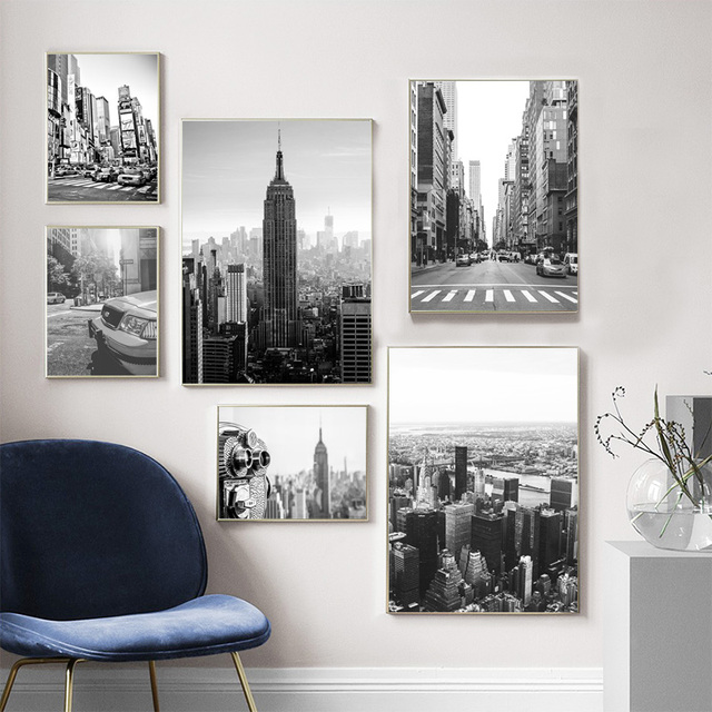 Nowy Jork - Obraz na płótnie czarno-białe plakaty, druki i ozdobne obrazy do salonu i dekoracji wnętrz - Wianko - 4