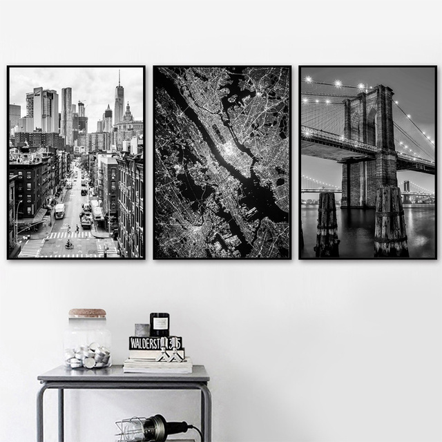 Nowy Jork - Obraz na płótnie czarno-białe plakaty, druki i ozdobne obrazy do salonu i dekoracji wnętrz - Wianko - 5