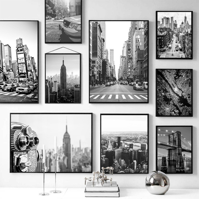 Nowy Jork - Obraz na płótnie czarno-białe plakaty, druki i ozdobne obrazy do salonu i dekoracji wnętrz - Wianko - 2