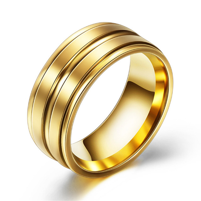 Luksusowy pierścionek zaręczynowy ze złotym kolorem dla mężczyzn i kobiet - marka Modyle, stal nierdzewna 316L - Wianko - 2