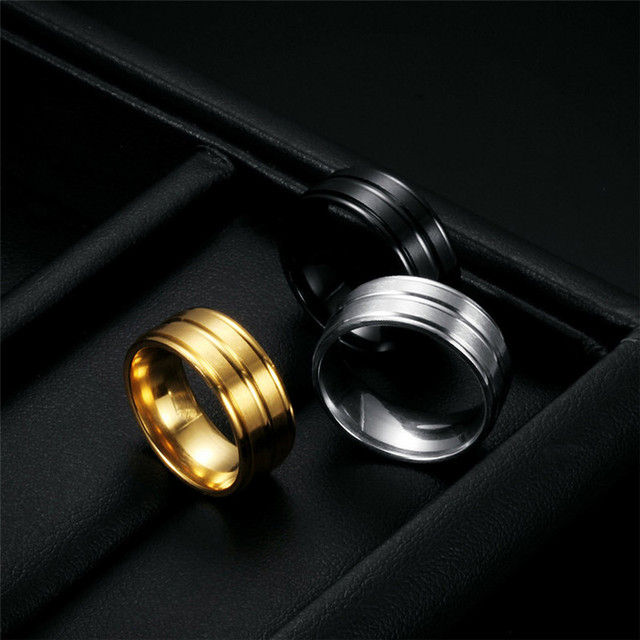 Luksusowy pierścionek zaręczynowy ze złotym kolorem dla mężczyzn i kobiet - marka Modyle, stal nierdzewna 316L - Wianko - 5