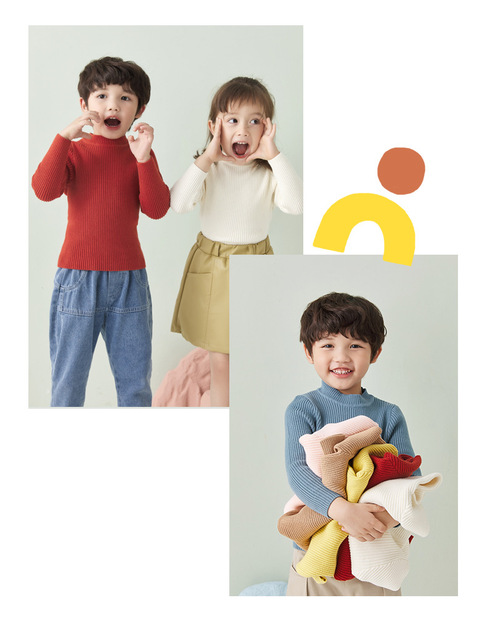 Sweter dzianinowy z długim rękawem dla dzieci - 1-7 lat, w jednolitym kolorze, męski i żeński - Wianko - 3