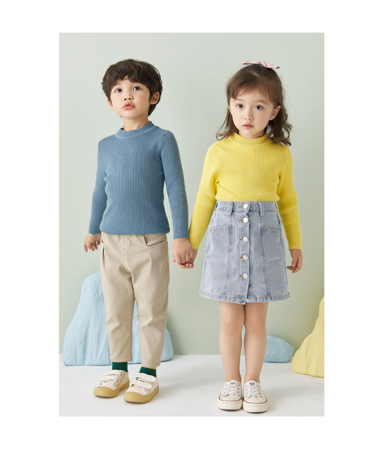Sweter dzianinowy z długim rękawem dla dzieci - 1-7 lat, w jednolitym kolorze, męski i żeński - Wianko - 5