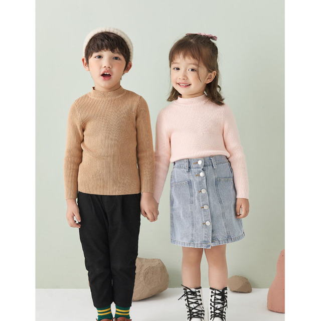 Sweter dzianinowy z długim rękawem dla dzieci - 1-7 lat, w jednolitym kolorze, męski i żeński - Wianko - 1
