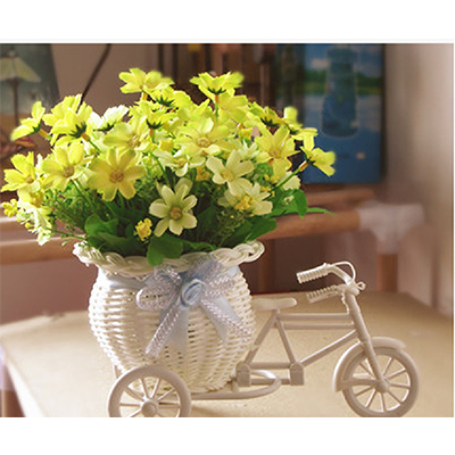 Nowy rower dekoracyjny kwiatowy kosz biały trójkołowy - miniatura z kwiatową kompozycją - Wianko - 5