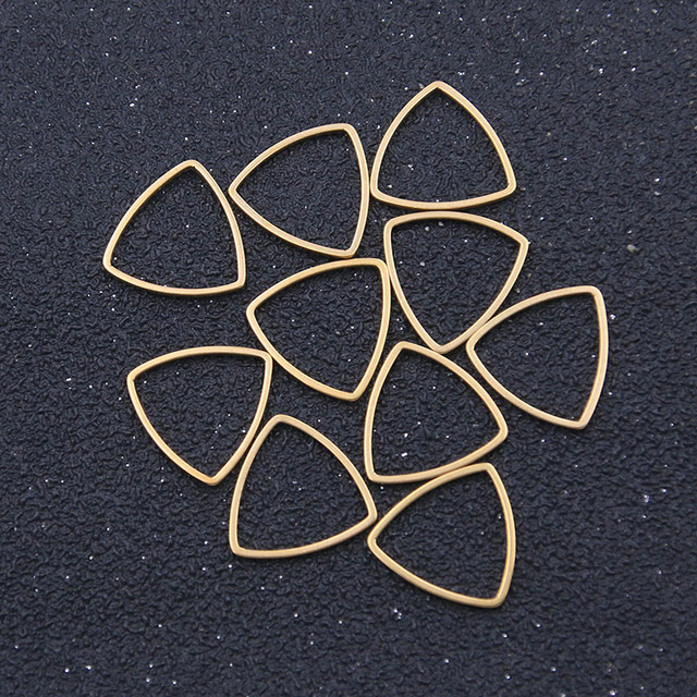 10 sztuk złotych trójkątów ze stali nierdzewnej - biżuteria DIY z otwartymi, geometrycznymi ramkami z żywicy - Wianko - 4