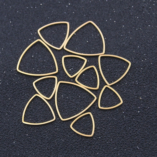 10 sztuk złotych trójkątów ze stali nierdzewnej - biżuteria DIY z otwartymi, geometrycznymi ramkami z żywicy - Wianko - 1