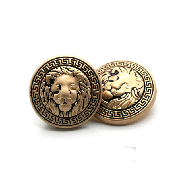 Zestaw 6 metalowych guzików do haftowania w kształcie głowy lwa, idealny do męskich i damskich płaszczy, żakietów i wiatrówek - Wianko - 6