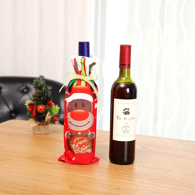 Świąteczna dekoracja butelki z motywem Świętego Mikołaja na nowy rok 2022 - Wianko - 6