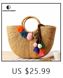 Nowa torba słomiana dla kobiet - ręcznie tkana, letnia torebka ratanowa z uchwytem na plażę, zdobiona kwiatowym motywem - Wianko - 6