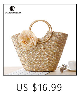 Nowa torba słomiana dla kobiet - ręcznie tkana, letnia torebka ratanowa z uchwytem na plażę, zdobiona kwiatowym motywem - Wianko - 4