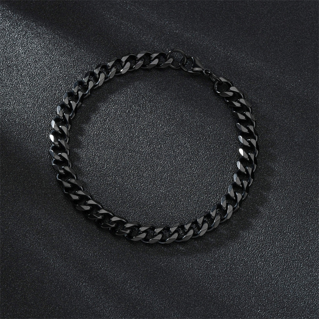 Klasyczna męska bransoletka łańcuszkowa z kubańskim łańcuchem, szerokość 3/5/7mm, ze stali nierdzewnej - Wianko - 4