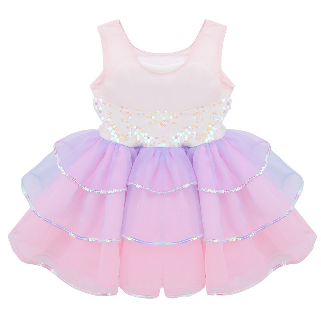 Sukienka baletowa dla dziewczynek 2021 z cekinami, siatkowym warkoczem i kokardką na talii - Wianko - 12