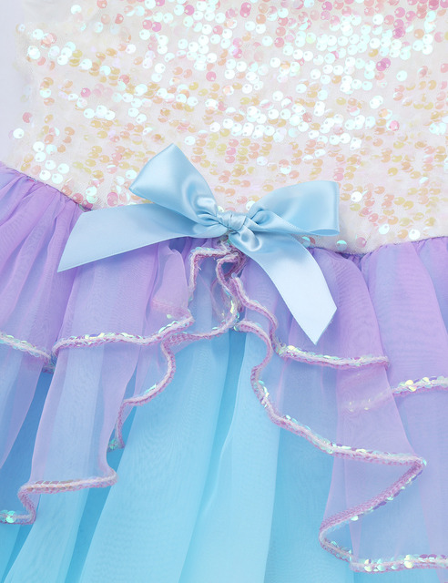 Sukienka baletowa dla dziewczynek 2021 z cekinami, siatkowym warkoczem i kokardką na talii - Wianko - 9