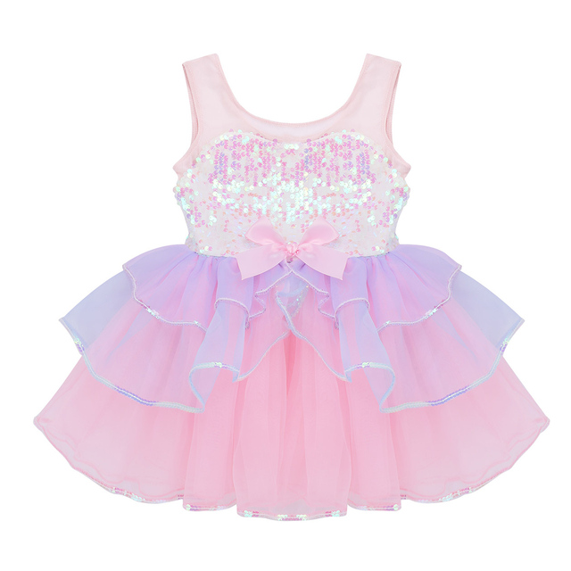 Sukienka baletowa dla dziewczynek 2021 z cekinami, siatkowym warkoczem i kokardką na talii - Wianko - 11