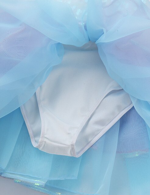 Sukienka baletowa dla dziewczynek 2021 z cekinami, siatkowym warkoczem i kokardką na talii - Wianko - 7