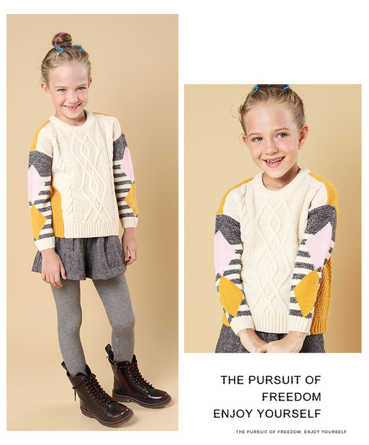 Sweter zimowy dla dziewczynek, długie rękawy, dziecięca moda, dzianina bawełniana, idealny na jesień - Wianko - 30