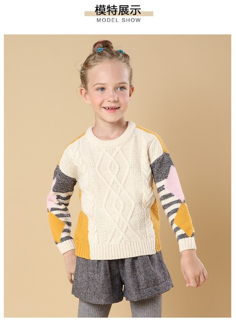 Sweter zimowy dla dziewczynek, długie rękawy, dziecięca moda, dzianina bawełniana, idealny na jesień - Wianko - 29