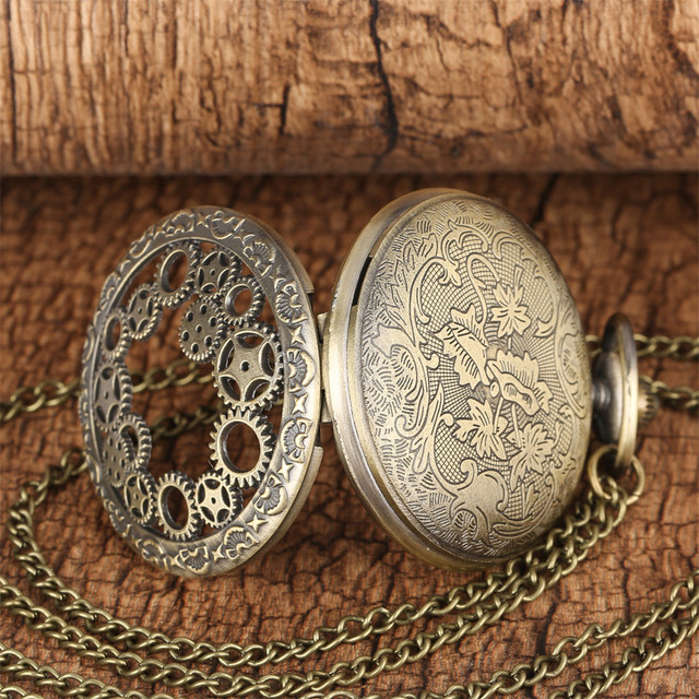 Retro naszyjnik zegarek z brązu dla mężczyzn i kobiet - kwarcowy, z cyframi arabskimi, biała tarcza - Wianko - 9
