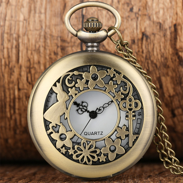 Retro naszyjnik zegarek z brązu dla mężczyzn i kobiet - kwarcowy, z cyframi arabskimi, biała tarcza - Wianko - 4