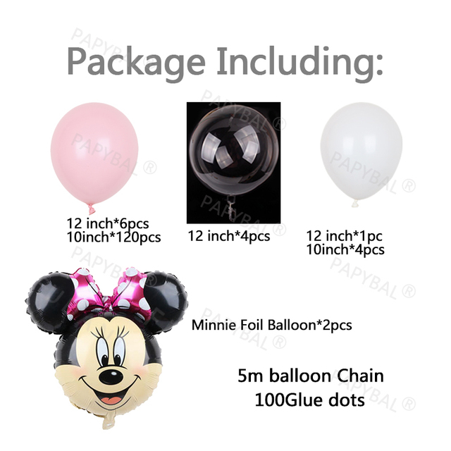 Zestaw 139 różowych lateksowych balonów Disney Minnie Arch Garland dla dzieci - idealny prezent urodzinowy, na Baby Shower Party i inne okazje - Wianko - 3