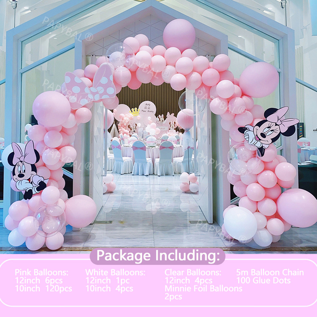 Zestaw 139 różowych lateksowych balonów Disney Minnie Arch Garland dla dzieci - idealny prezent urodzinowy, na Baby Shower Party i inne okazje - Wianko - 2