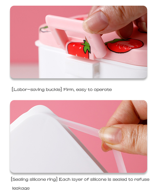 Pudełko Lunchbox ze stali nierdzewnej, różowe, izolowane, pojemnik Bento, do pracy, szkoły i pikników - Wianko - 16