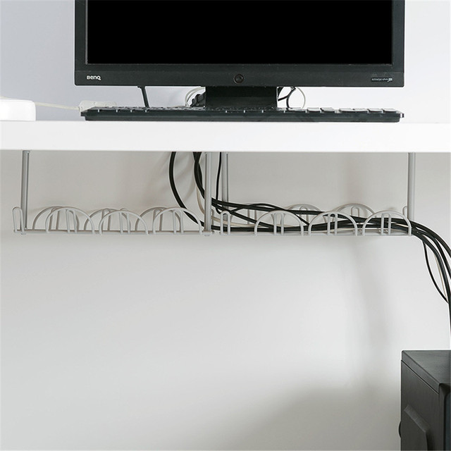 Półka wisząca z uchwytem na wtyczkę i organizatorem kabli - idealne rozwiązanie do przechowywania pod stołem - Wianko - 5