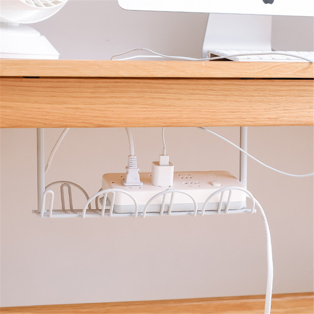 Półka wisząca z uchwytem na wtyczkę i organizatorem kabli - idealne rozwiązanie do przechowywania pod stołem - Wianko - 7