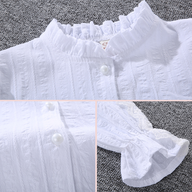 Bluzka dziecięca dziewczyna jednolita bawełniana 2019 jesień pełne rękawy dla dziewczynek - różowa - Wianko - 17