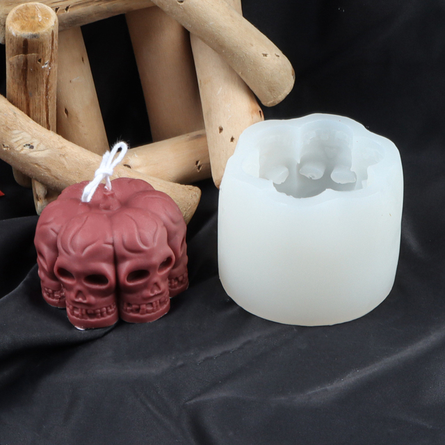 Forma silikonowa Halloween czaszka z dyni do tworzenia 3D stereo świec, mydeł i ozdób dekoracyjnych - Wianko - 6