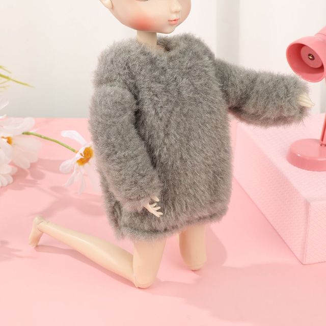 Sukienka dla lalki z długim rękawem gra Up - zimowy, ciepły, miękki pluszowy top w stylu casual - 30cm - Wianko - 7