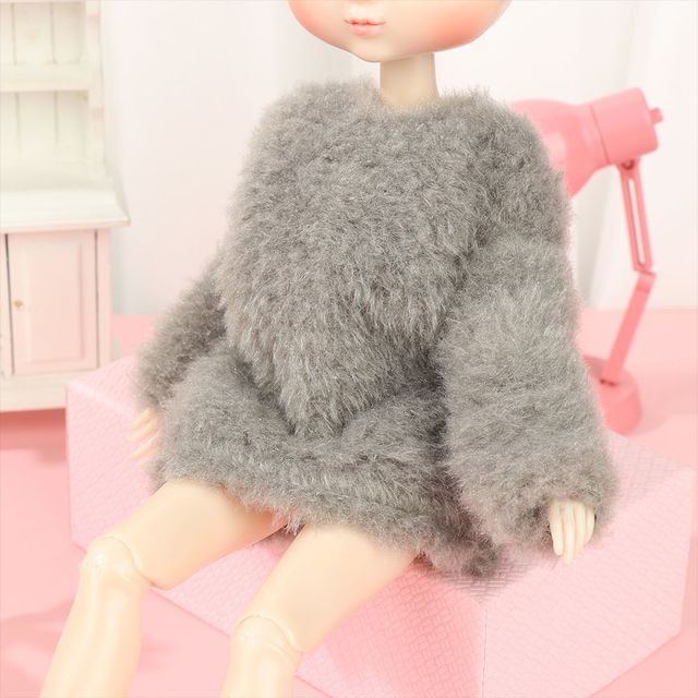 Sukienka dla lalki z długim rękawem gra Up - zimowy, ciepły, miękki pluszowy top w stylu casual - 30cm - Wianko - 5
