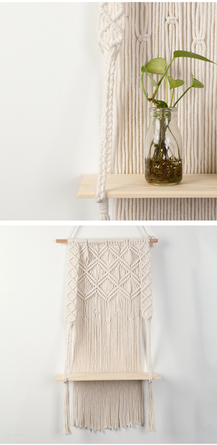 Gobeliny artystyczne Boho w stylu nordyckim, ręcznie tkane z bawełnianymi linami - Wianko - 16