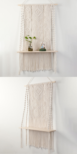 Gobeliny artystyczne Boho w stylu nordyckim, ręcznie tkane z bawełnianymi linami - Wianko - 13