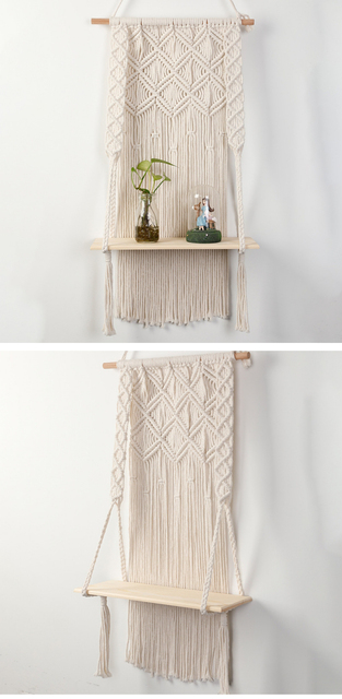 Gobeliny artystyczne Boho w stylu nordyckim, ręcznie tkane z bawełnianymi linami - Wianko - 15