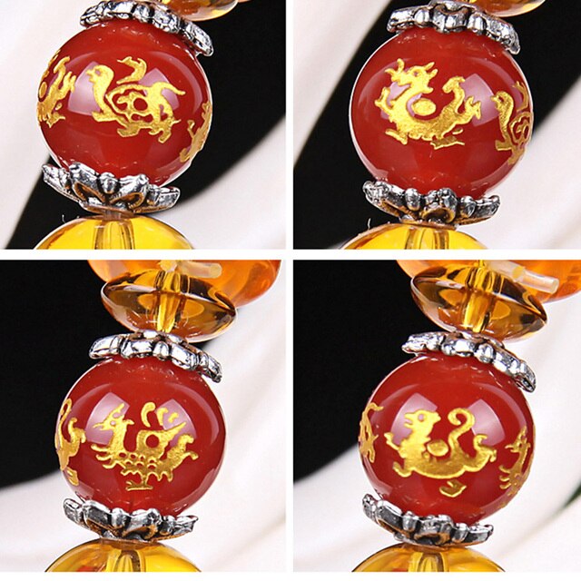 Bransoletka z żółtego kryształu z pięcioma elementami i czterema bestiami dla powodzenia i bogactwa (Feng Shui) - Wianko - 17