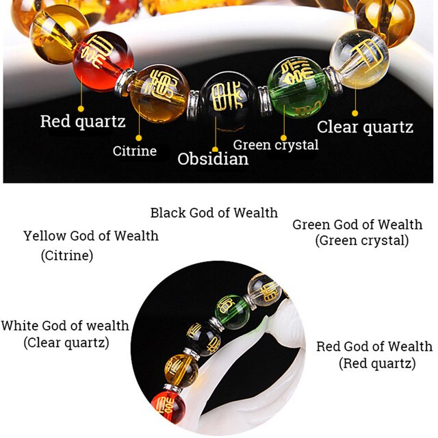 Bransoletka z żółtego kryształu z pięcioma elementami i czterema bestiami dla powodzenia i bogactwa (Feng Shui) - Wianko - 15
