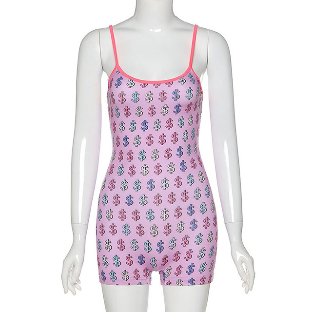 Różowa plażowa sukienka damskie off shoulder Spaghettii RuiLee z pasem z motywem dolarów - Wianko - 8