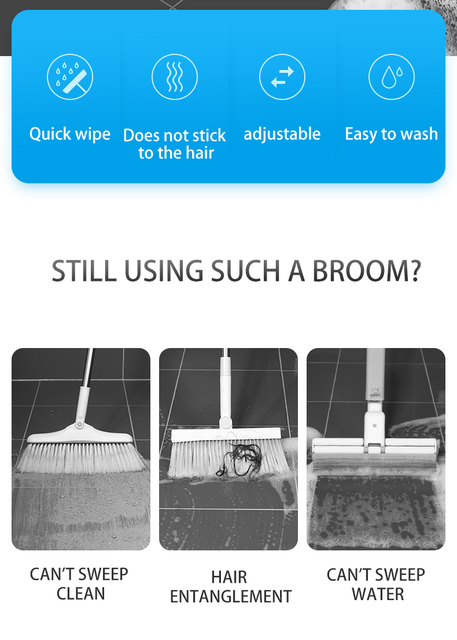 Magiczny mop regulowany EVA do oczyszczania gospodarstwa domowego, 180° obrotowa miotła z miękkim włosiem - do łazienki, szklanych okien, podłóg, lusterek i wycieraczek - Wianko - 2