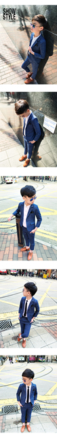 Formalne szkolne garnitury chłopięce na wesela 2021 niebieski/szary Plaid Blazer 2 sztuki (spodnie i marynarka) Tuxedo sukienka na bal maturalny - Wianko - 5
